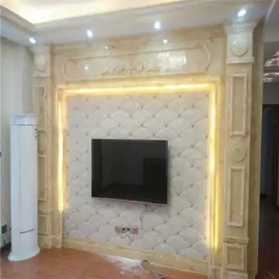TV background wall color imitation marble Imitation jade Roman column Border line stone European Roman column