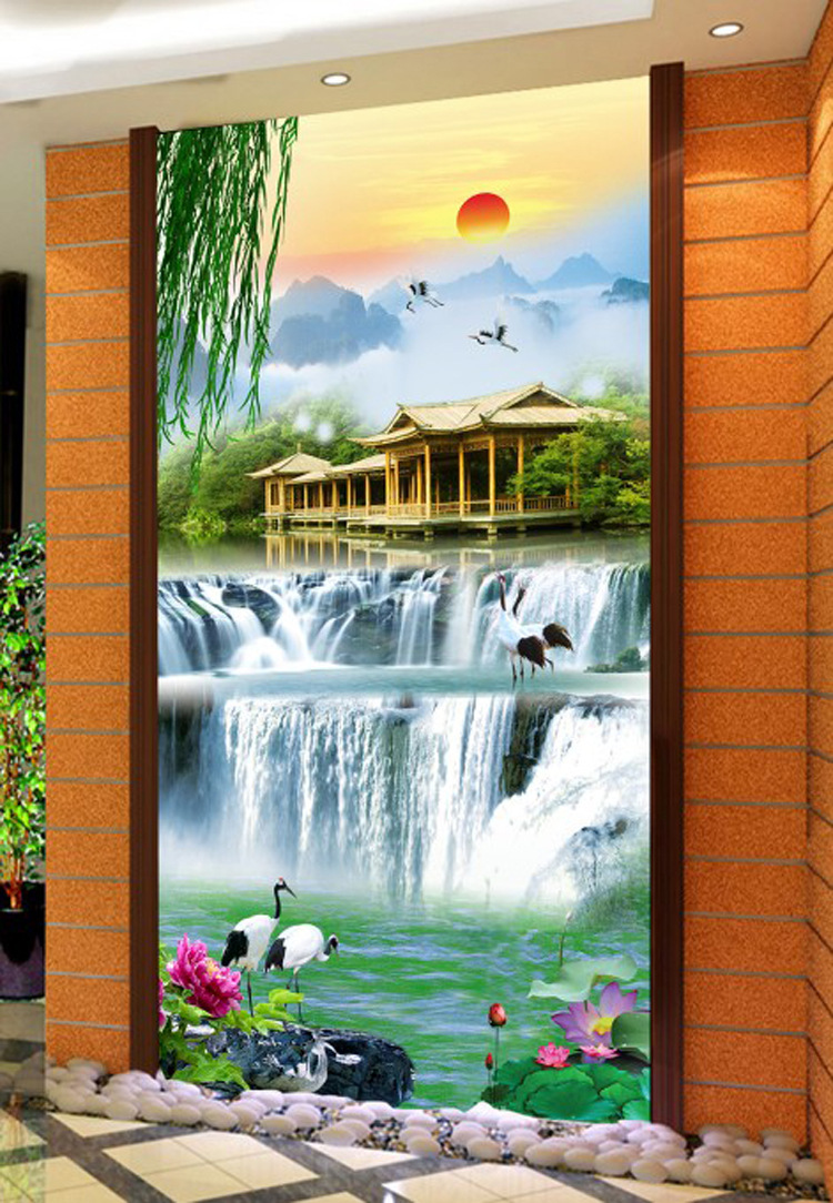 Color engraving tile European-style background wall landscape art wall Chinese style TV sofa Background wall brick crystallite stone