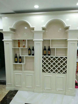 Customized background wall European-style TV background wall Living room full-body granite marble Roman columns Stone wine cabinet
