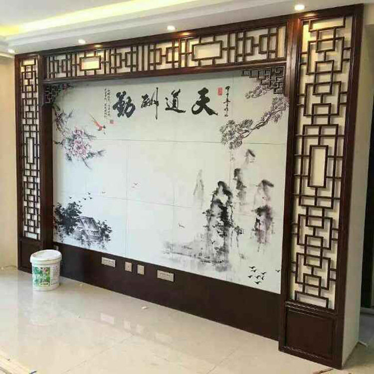 Burgundy Roman column background wall All-over marble stone Roman column TV background wall Chinese background wall