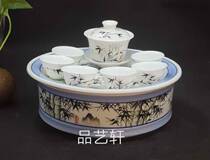 Chaoshan Tea Culture Chaozhou Kiln Old Ceramics Old Porcelain Fengxi Hand-painted Ink Bamboo Tea Set Tea Boat Tea Pond Tea Set