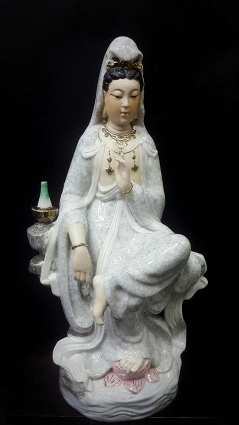 Fengxi fine art porcelain figure porcelain 70s and 80s Fengxi Porcelain view free Bodhisattva Brother glaze old ornaments