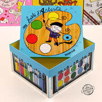 Little painter brush painting tool desktop storage box color paint iron box cute girl heart metal decoration box