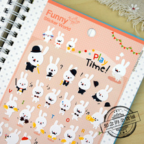 South Korea funny sticker cute little white rabbit childrens hand account Material Girl heart mobile phone decoration sticker