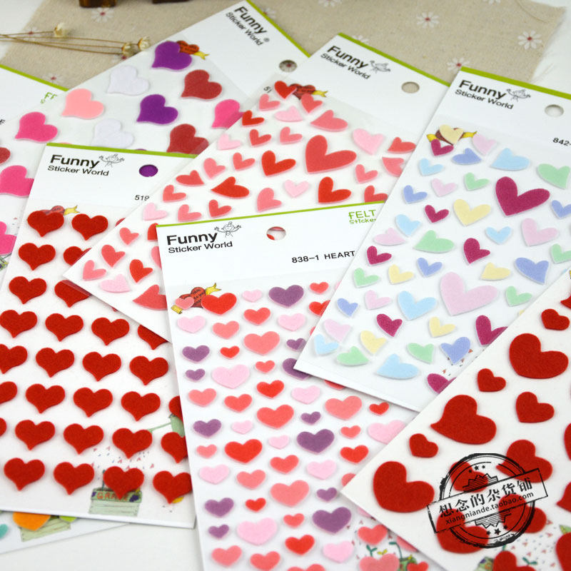 South Korea Funny Sticker Red Peach Hearts Love Hand Ledger Photo Book Material Mask Small Cute Reward Decoration Applid