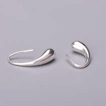 Foot Silver 990 Fashion Temperament Drop Shaped Ear Hook Brief Little Crowdfashion 100 Hitch Cool Breeze Fresher Senior Sensation Woman