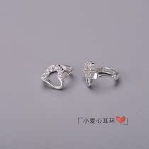Pure silver 925 small frescoed personality minimalist fashion 100 hitch a touch of elegant senior sense of love and adorable ear decoration girl
