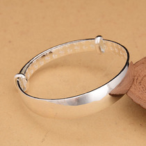 Foot silver 999 bright face minimalist personality Fashion 100 hitch female push-pull Classic glossy Bathyme Bracelet Send mom