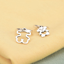 Pure silver S925 Fashion personality minimalist Temperament Cute Little Bear Hollowed-out Loving elegant and elegant Fairy Air Ear Accessories Fashion