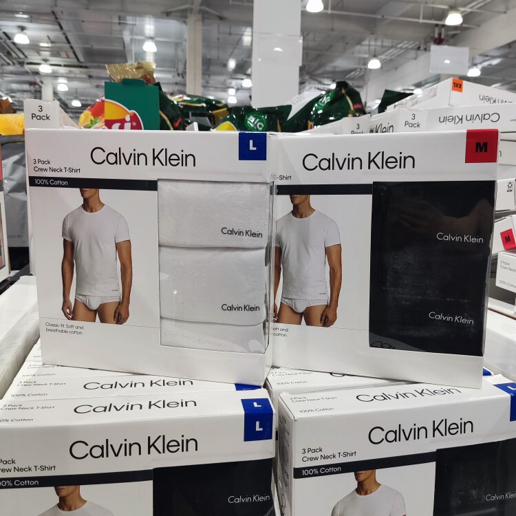 Shanghai Costco Purchase Ck Men's Round Neck Short-Sleeved T-Shirt 3-Piece Set 100% Cotton Skin-Friendly European Size Costco