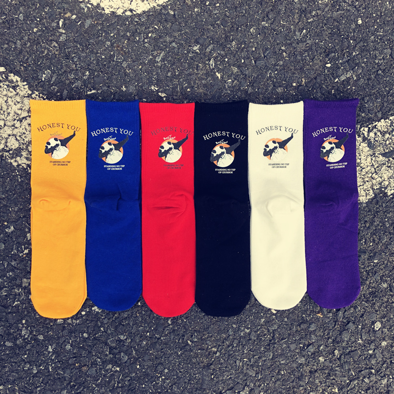 Long socks Men and women Korean college style net red skateboarding street European and American hip-hop Korean version of the Hong Kong style ins mid-tube tide socks