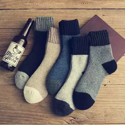 Mid-tube wool socks men's winter warm thick Terry socks tide Korean version plus velvet towel men's socks stockings