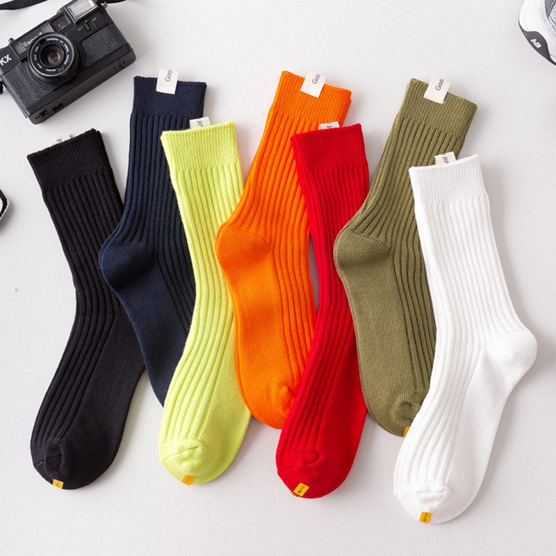 Long socks men's trendy brand pure cotton mid-tube personality Japanese Korean Shawn Yue same style heap socks thick line street stockings