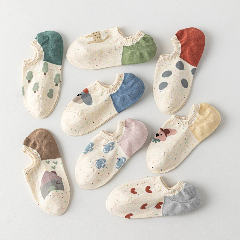 Seamless No-Show Socks for Women, Non-Slip, Low-Cut, Pure Cotton, Spring and Summer, Odor-Resistant, Color-Blocking, Fashionable, Cute, Invisible Socks Seamless No-Show Socks for Women, Non-Slip, Low-Cut, Pure Cotton, Spring and Summer, Odor-Resistant, Color-Blocking, Fashionable, Cute, Invisible Socks