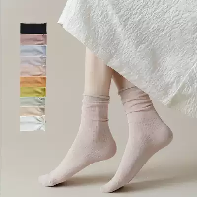 Socks women's stockings summer thin cotton ins tide bubble socks black white summer Japanese women's socks