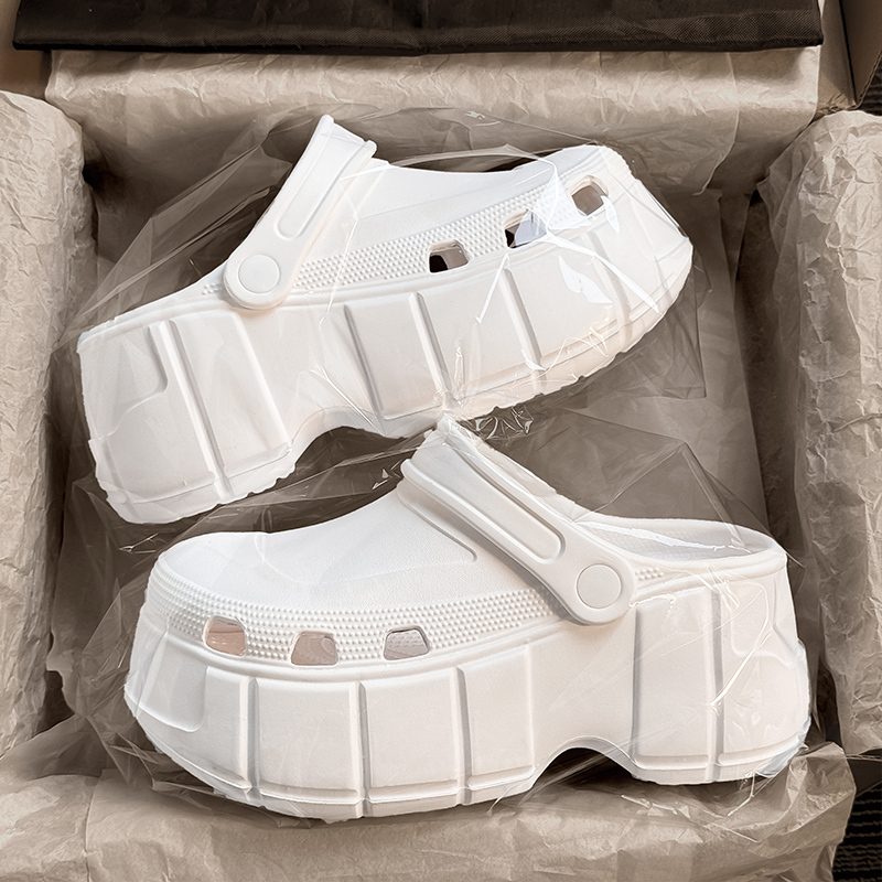 Official Genuine White Paris Clogs for Men and Women, Thick-Soled, Height-Increasing, Summer Outdoor Wear, Non-Slip, Closed-Toe Sandals
