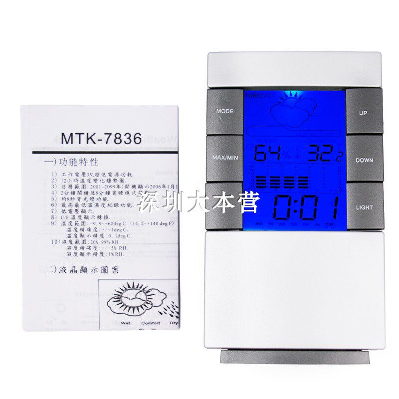 Multifunctional design LED backlight display temperature humidity and time indoor liquid crystal digital humitometer-Taobao