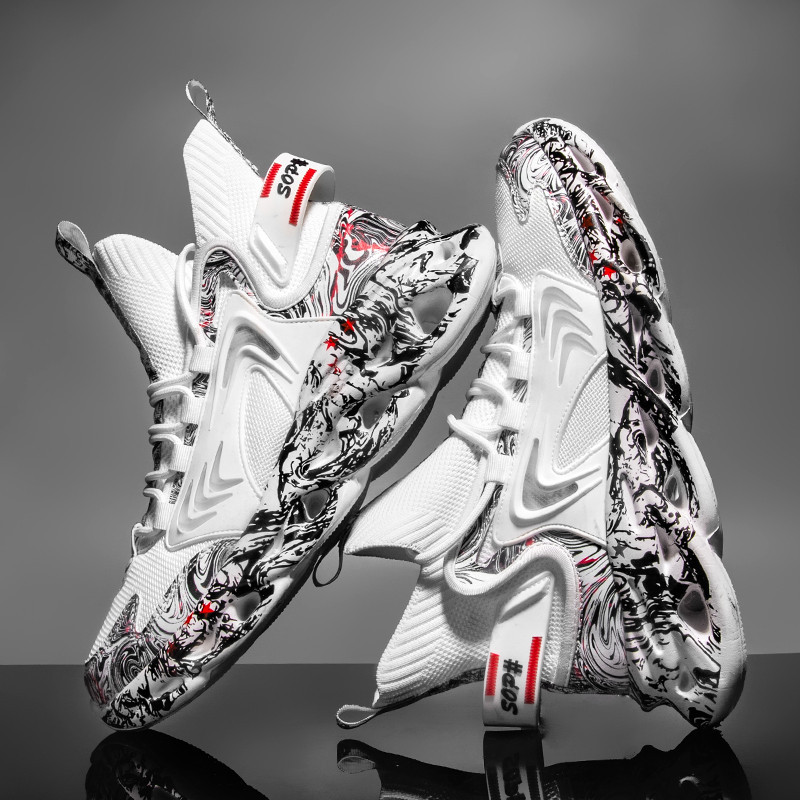 Dad Sneakers Men's Shoes Summer Breathable 2025 New Cool Trendy Basketball High-Top Sock Shoes Men's Trendy Shoes
