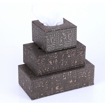  Factory leather carved Egyptian tissue box European-style square creative paper box Hotel household tissue box