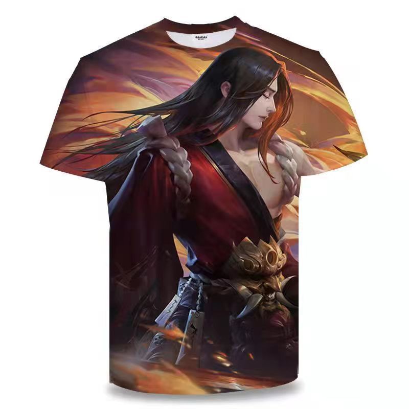 Honor of Kings Tachibana Yujing Shura Clothing 3D Printed Unisex Short-Sleeve T-Shirt Spring and Summer Youth Children's Cosplay Top