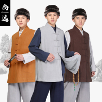 Shangyuan Winter Cotton Cotton Linen Waistcoat waistcoat Vest Monk Uniform blue coat and monk jacket Buddhist waistcoat Buddhist waistcoat jacket
