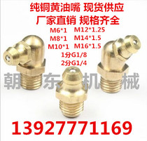 Copper grease nozzle Copper straight curved oil nozzle Straight-through pressure oil cup M6*1 M8*1 M10*1 45 degrees 90 degrees