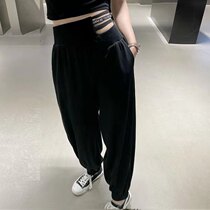 Internet celebrity age-reducing sports pants womens trendy ins2021 spring and summer new slimming all-match waist hollow casual pants