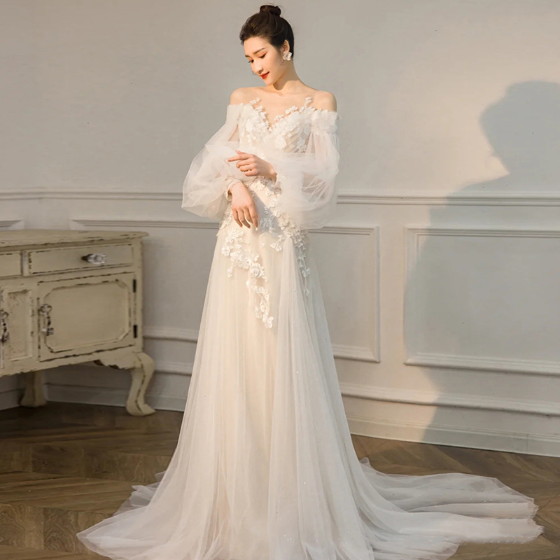 Wedding dress, french style, open shoulders