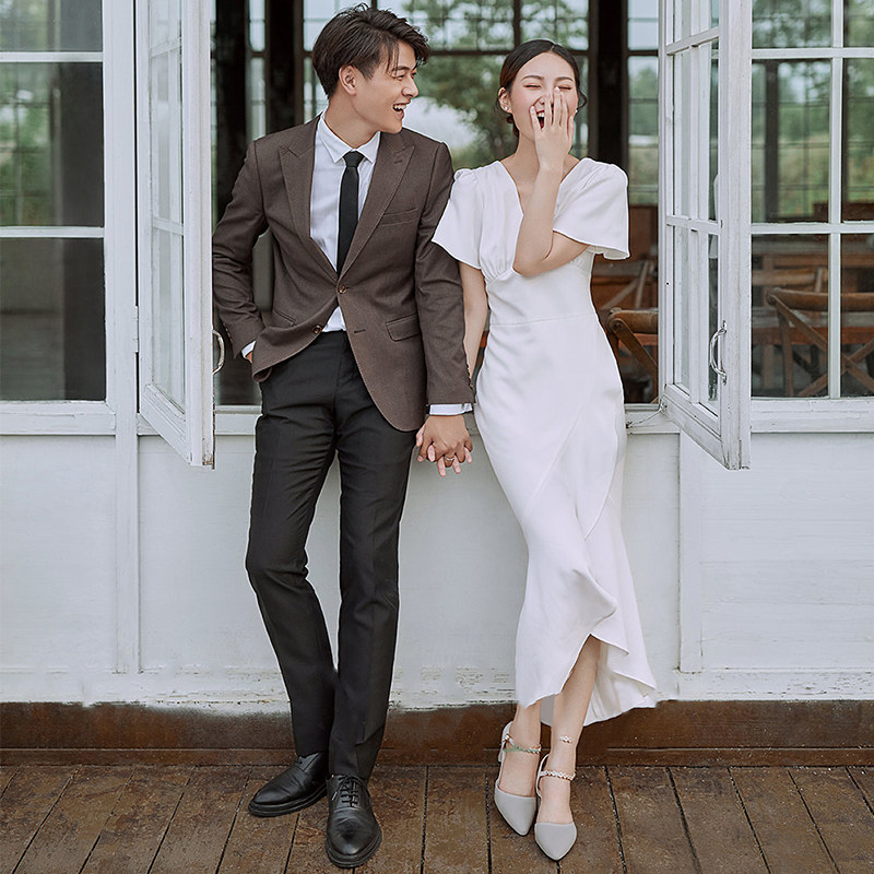 French wedding dress 2023 new bride Saxuki Hepburn bride briefs bride briefly super fairy dress bridge to take satin out the dress