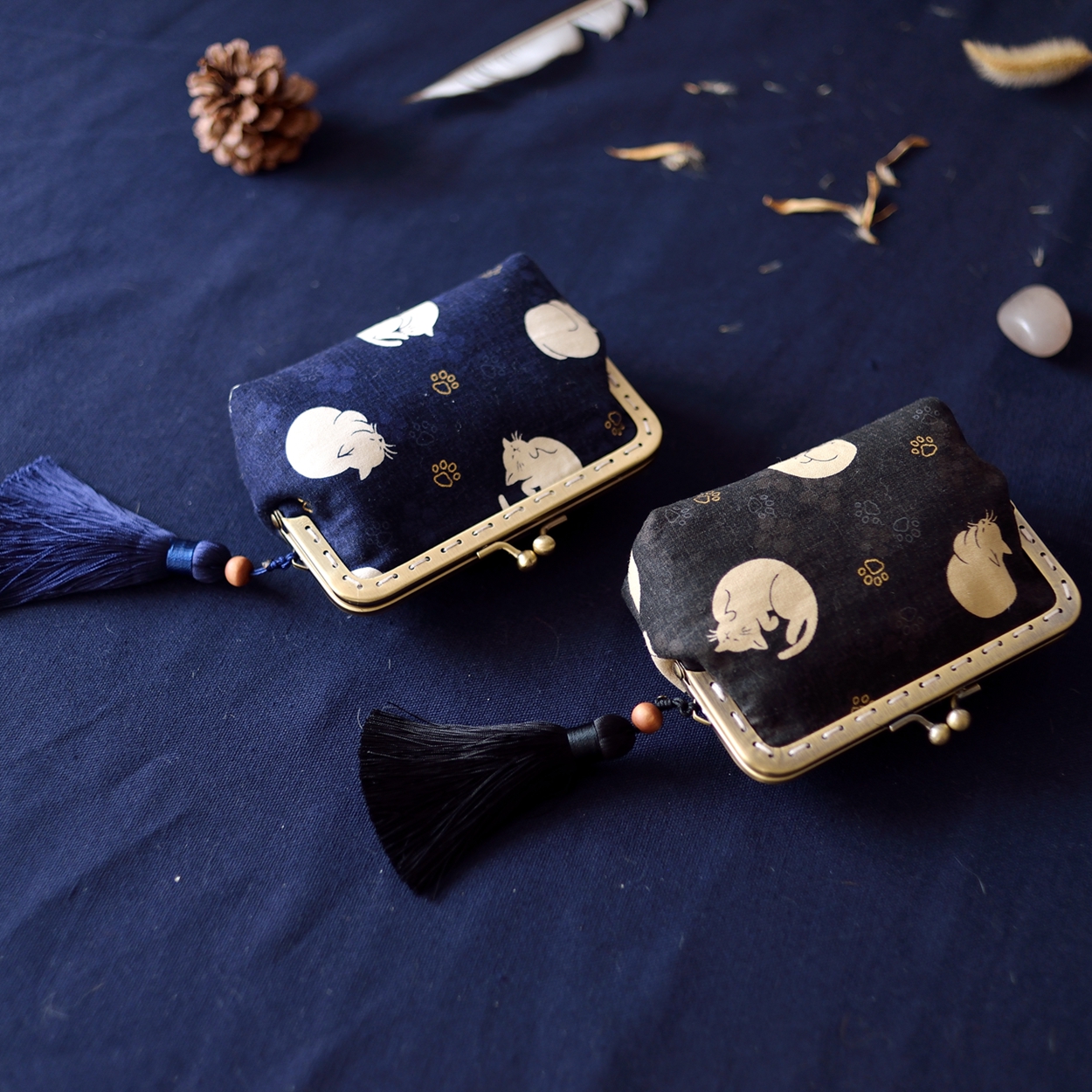 Original Japanese style handmade fabric coin purse wallet card holder retro coin bag mouth gold bag storage bag gift