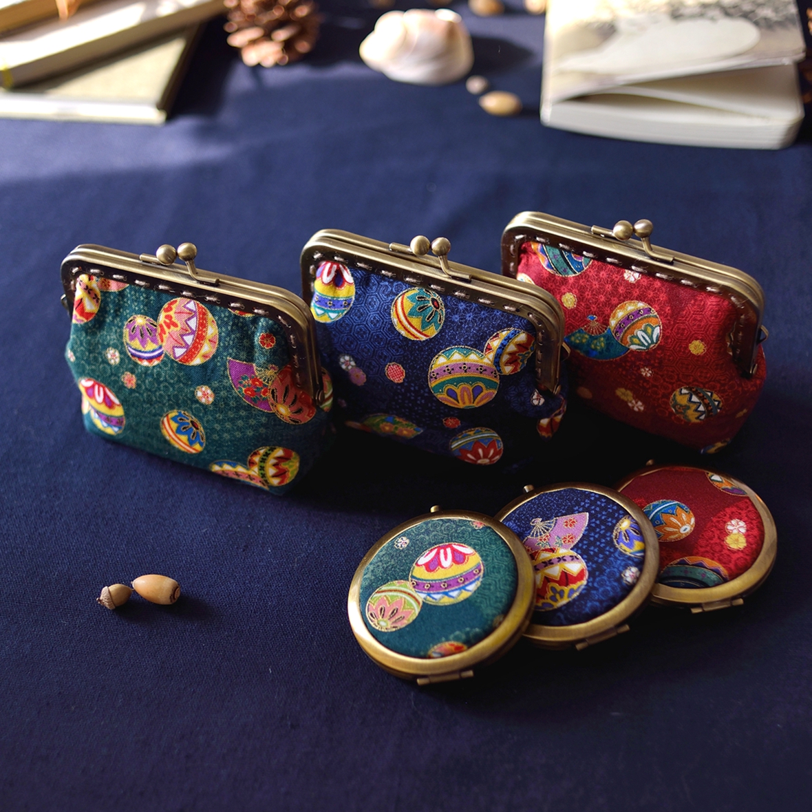 One or two hand-made original Japanese style retro gold bag wallet coin purse card bag auspicious gift