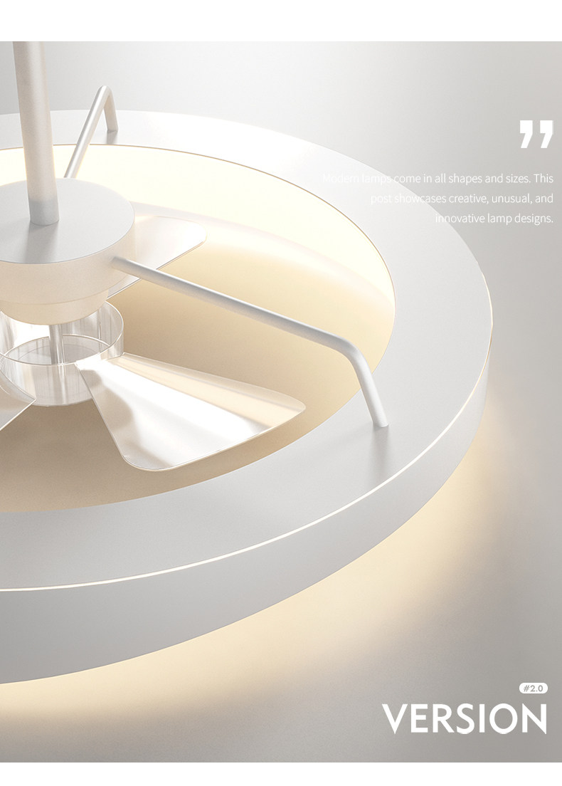 Ресторан люстра 简约现代餐厅吊灯北欧天猫智能led变频风扇灯白色隐形电扇一体灯