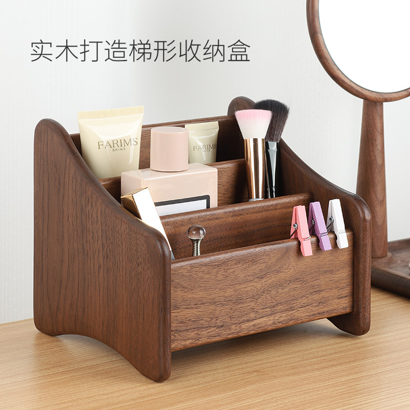 Solid wood remote control desktop containing box Living room Creative home upscale light extravagant and versatile tea set finishing box