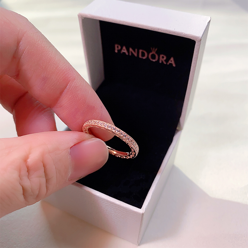 PANDORA Pandora official web ring rose gold hollowed-out loving couple ring female Valentine's Day 180963CZ