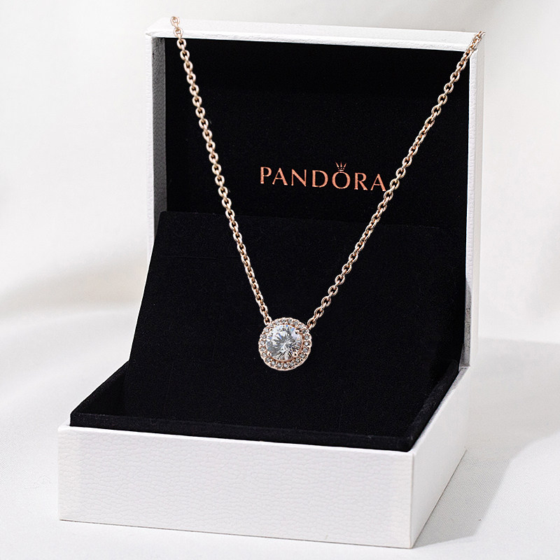 Pandora official website Australian pandora elegant zircon rose gold necklace collarbone female 386240CZ