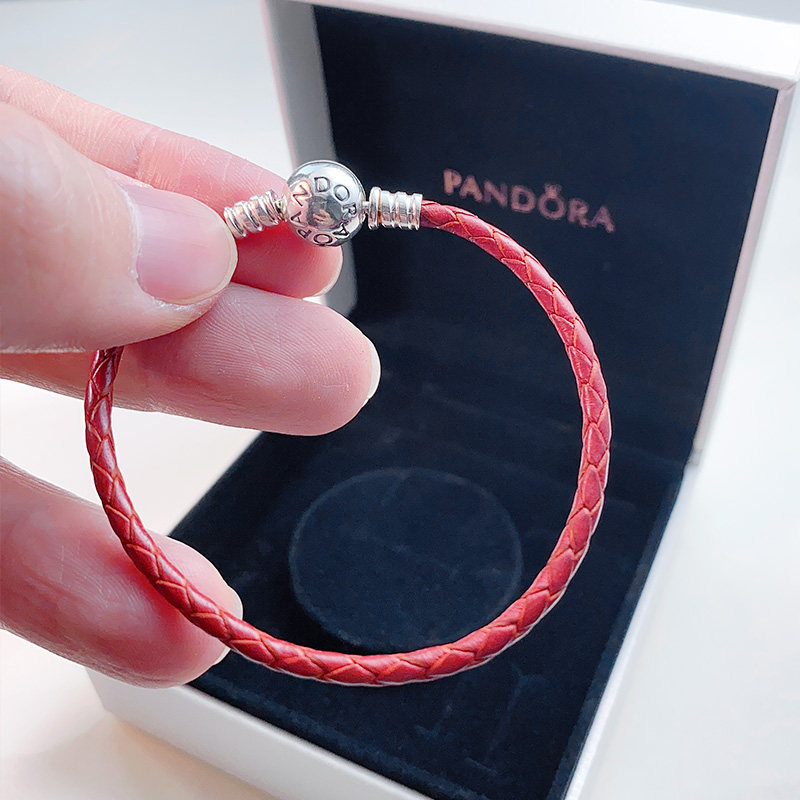 Domestic Spot Pandora Official Net Pandora Handmaid's Life New Year Red Rope Single Ring Leather Rope 590745