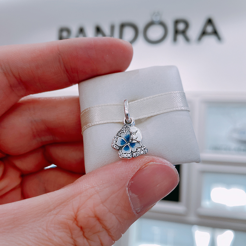 Pandora Genuine Blue Butterfly and Message Tag Two-In-One Charm Pendant 790757C0 Gift