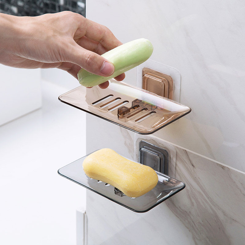 Creative soap box suction cup wall-mounted soap rack free of punch large number dressing room shelve water travel perfumed soap box