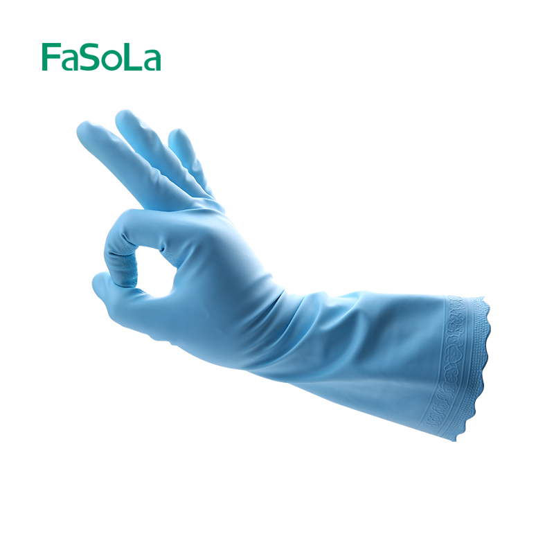 Japan FaSoLa dishwashing clothes housework gloves female lengthened waterproof and durable thin section thickened Kitchen Gloves