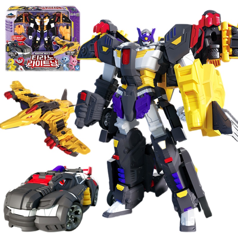 Super Dinosaur Power 2 Mini Teworkers' Super Changing Body Dark Dragon King Deformed Machine Chia Robot Children's Toys