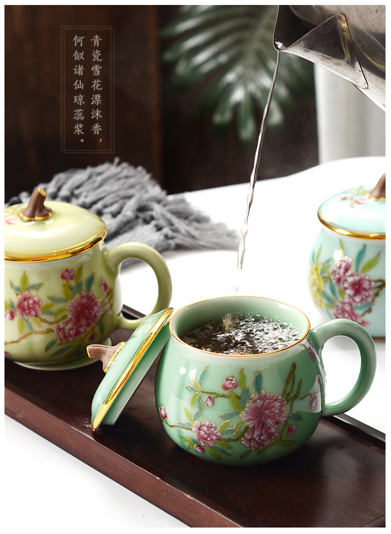 Xin red coloured drawing or pattern keller cups jingdezhen ceramic pumpkins, cup tea cup celadon office cup with cover cups