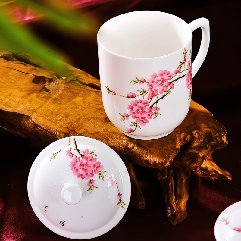 Red xin jingdezhen gift cups with cover ceramic big office suit to the CPU