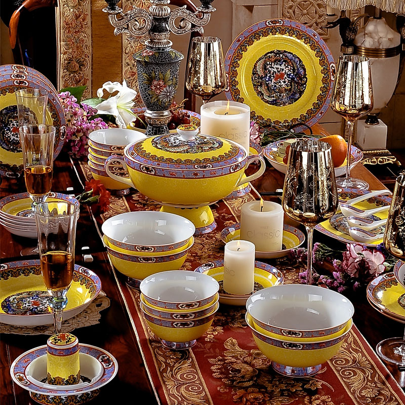 Red xin jingdezhen enamel tableware pastel colored suit 60 head suit European ceramics tableware dishes