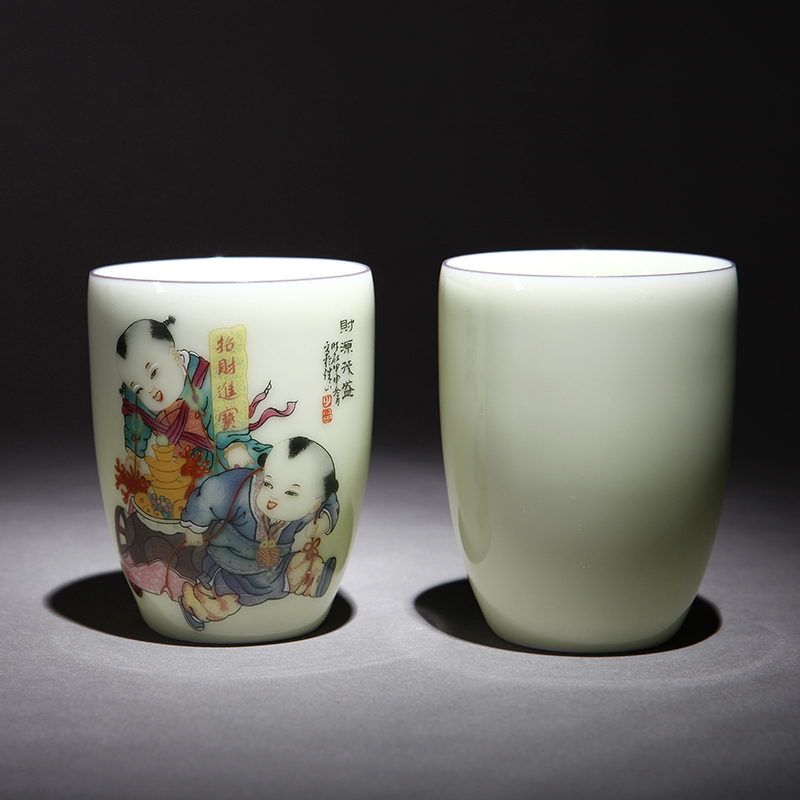 Jingdezhen ceramic cups office glass mugs celadon couples mark cup by hand