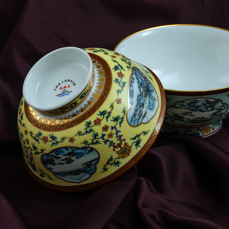 Red xin jingdezhen ipads porcelain tableware rainbow such use archaize color enamel pastel rainbow such as bowl 6 inches