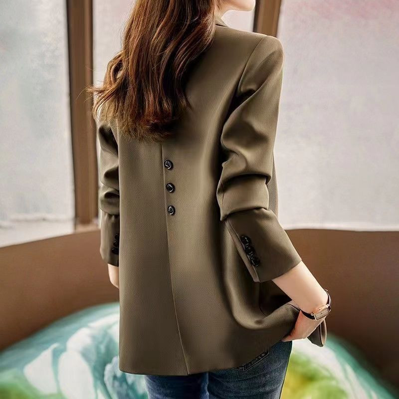 High-End Long-Sleeved Suit for Women 2025 Spring & Fall New High-End Design Women's Black Casual Small Suit Jacket High-End Long-Sleeved Suit for Women 2025 Spring & Fall New High-End Design Women's Black Casual Small Suit Jacket