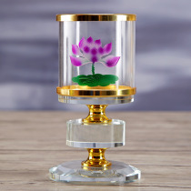 Crystal Great Compassion Mantra Heart Sutra Lamp Holder Windproof Lampshade Ghee Lamp Holder for Buddha Lamp Candlestick