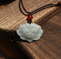 Myanmar Jade Lotus Necklace Fidelity Natural Jade Pendant Men and Women Same Style Jewelry Jade Pendant