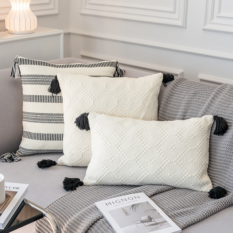 Nordic minimalist cotton thread braided hugging pillow cover sofa Living room Hotel Minjuku Home light lavish decoration leaning on pillowcase