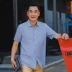 Dad mùa hè phần mỏng của người đàn ông trung niên ngắn tay áo lụa tơ tằm áo mùa hè tuổi 40 năm 50 mới Bộ đồ